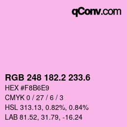 カラーコード: RGB 248 182.2 233.6 | qconv.com