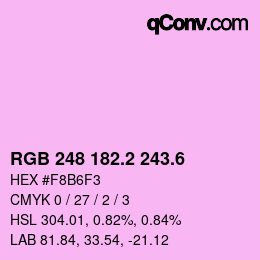 カラーコード: RGB 248 182.2 243.6 | qconv.com