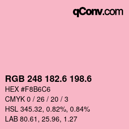 カラーコード: RGB 248 182.6 198.6 | qconv.com