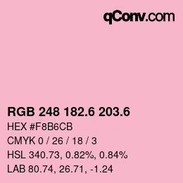 カラーコード: RGB 248 182.6 203.6 | qconv.com