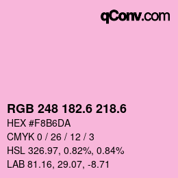 カラーコード: RGB 248 182.6 218.6 | qconv.com