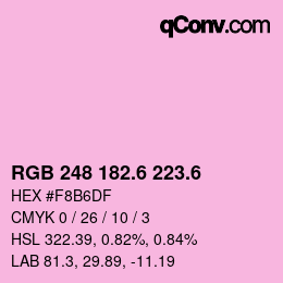 カラーコード: RGB 248 182.6 223.6 | qconv.com