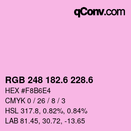カラーコード: RGB 248 182.6 228.6 | qconv.com