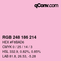 Color code: RGB 248 186 214 | qconv.com