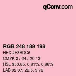 Color code: RGB 248 189 198 | qconv.com