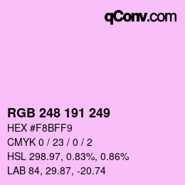 Color code: RGB 248 191 249 | qconv.com