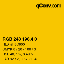 カラーコード: RGB 248 198.4 0 | qconv.com
