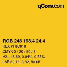 カラーコード: RGB 248 198.4 24.4 | qconv.com