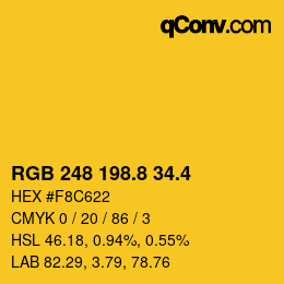カラーコード: RGB 248 198.8 34.4 | qconv.com