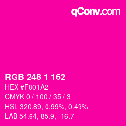 カラーコード: RGB 248 1 162 | qconv.com