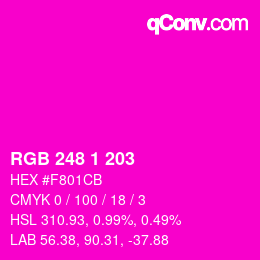 Farbcode: RGB 248 1 203 | qconv.com