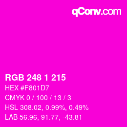 Color code: RGB 248 1 215 | qconv.com