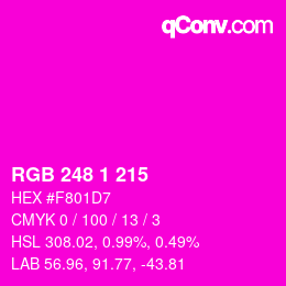 カラーコード: RGB 248 1 215 | qconv.com
