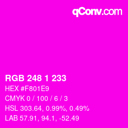 カラーコード: RGB 248 1 233 | qconv.com
