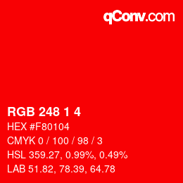 カラーコード: RGB 248 1 4 | qconv.com