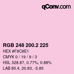 カラーコード: RGB 248 200.2 225 | qconv.com