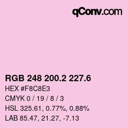 カラーコード: RGB 248 200.2 227.6 | qconv.com