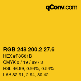 カラーコード: RGB 248 200.2 27.6 | qconv.com