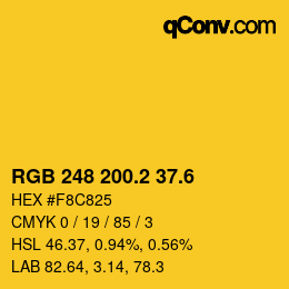 カラーコード: RGB 248 200.2 37.6 | qconv.com