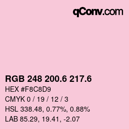 カラーコード: RGB 248 200.6 217.6 | qconv.com