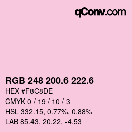 カラーコード: RGB 248 200.6 222.6 | qconv.com