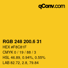 カラーコード: RGB 248 200.6 31 | qconv.com