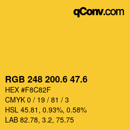 カラーコード: RGB 248 200.6 47.6 | qconv.com