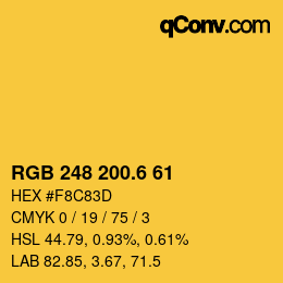 カラーコード: RGB 248 200.6 61 | qconv.com