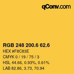 カラーコード: RGB 248 200.6 62.6 | qconv.com