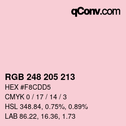 カラーコード: RGB 248 205 213 | qconv.com