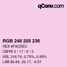 Color code: RGB 248 205 236 | qconv.com