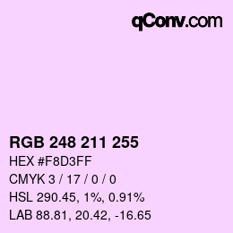 Color code: RGB 248 211 255 | qconv.com