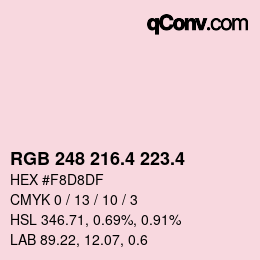 カラーコード: RGB 248 216.4 223.4 | qconv.com
