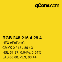 カラーコード: RGB 248 216.4 28.4 | qconv.com