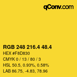 カラーコード: RGB 248 216.4 48.4 | qconv.com