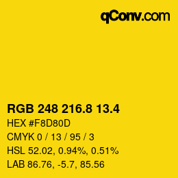 カラーコード: RGB 248 216.8 13.4 | qconv.com