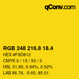 カラーコード: RGB 248 216.8 18.4 | qconv.com