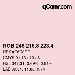 カラーコード: RGB 248 216.8 223.4 | qconv.com