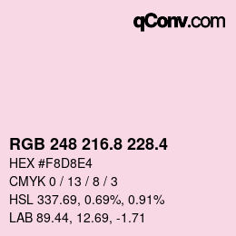 カラーコード: RGB 248 216.8 228.4 | qconv.com