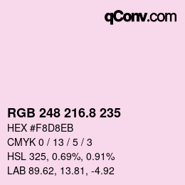 カラーコード: RGB 248 216.8 235 | qconv.com