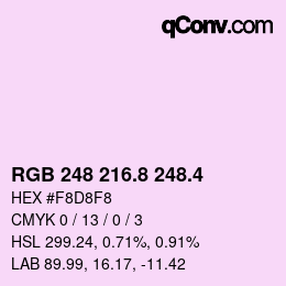 カラーコード: RGB 248 216.8 248.4 | qconv.com