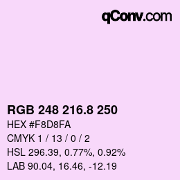 カラーコード: RGB 248 216.8 250 | qconv.com