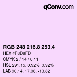 カラーコード: RGB 248 216.8 253.4 | qconv.com
