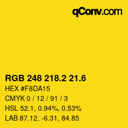 カラーコード: RGB 248 218.2 21.6 | qconv.com