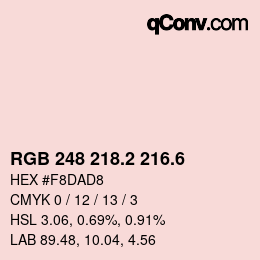 カラーコード: RGB 248 218.2 216.6 | qconv.com