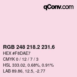 カラーコード: RGB 248 218.2 231.6 | qconv.com