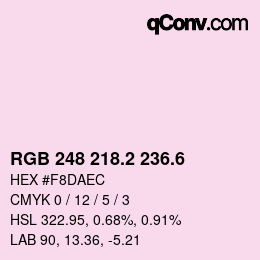 カラーコード: RGB 248 218.2 236.6 | qconv.com