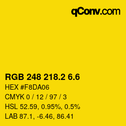 カラーコード: RGB 248 218.2 6.6 | qconv.com