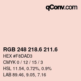 カラーコード: RGB 248 218.6 211.6 | qconv.com