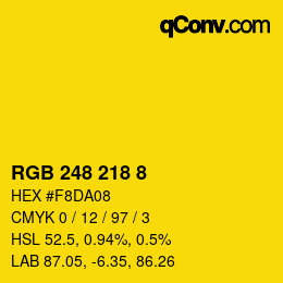 Color code: RGB 248 218 8 | qconv.com